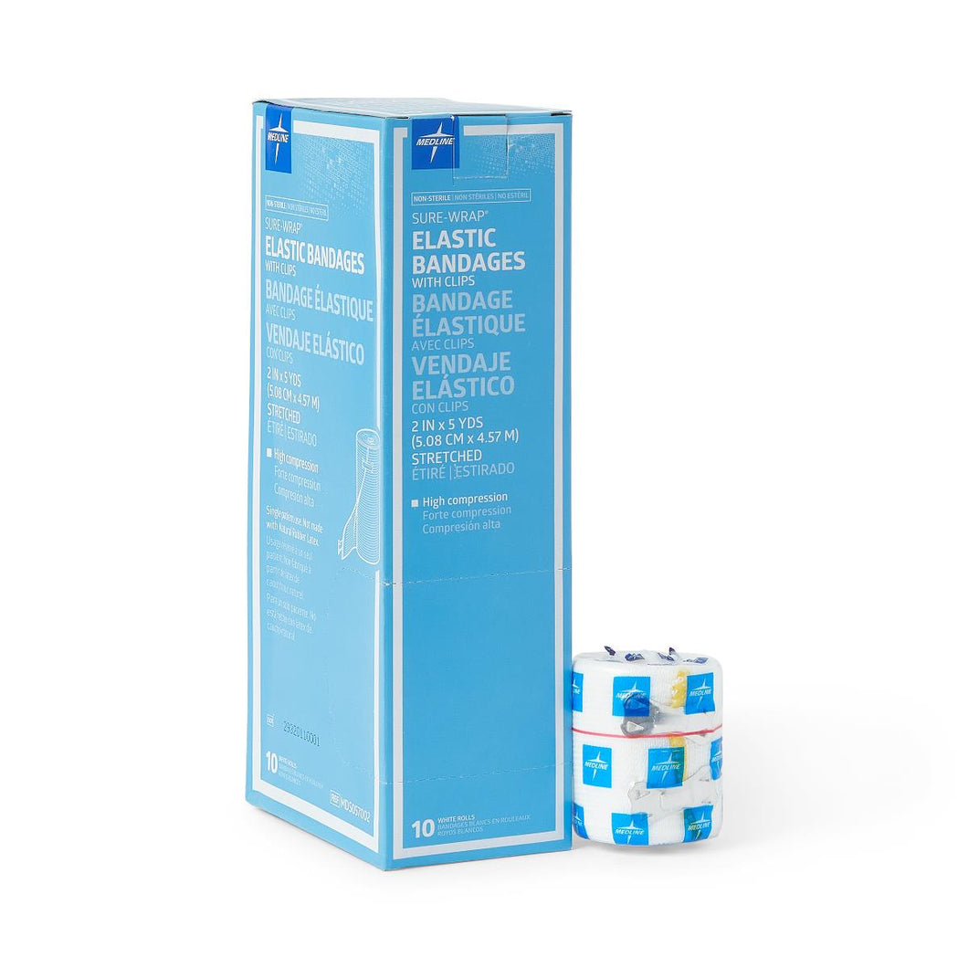 50/CS Medline Sure-Wrap Nonsterile White Elastic Bandages, 2