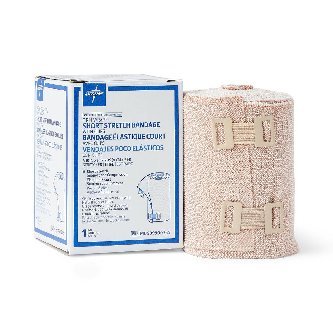 20/CS Medline Firm-Wrap Short Stretch Bandages, 10 cm x 5 m (3.94