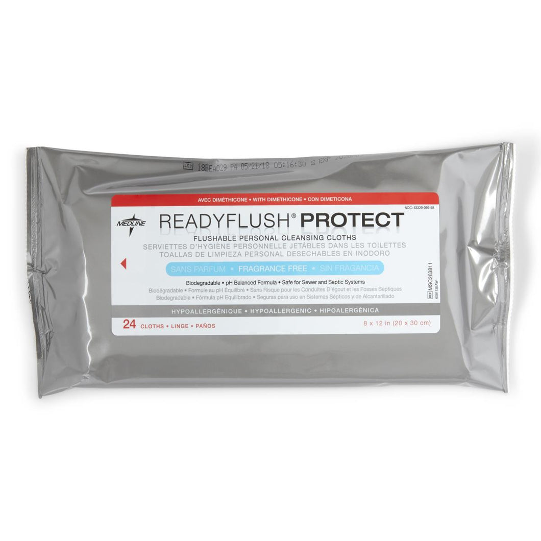 576/CS Medline ReadyFlush PROTECT Biodegradable Flushable Wipes with Dimethicone