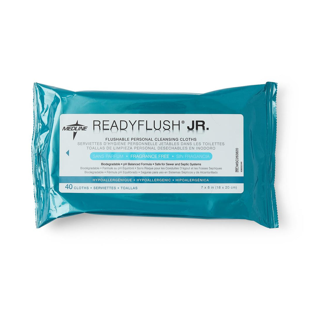 960/CS Medline ReadyFlush Jr. Biodegradable Flushable Wipes, Fragrance Free