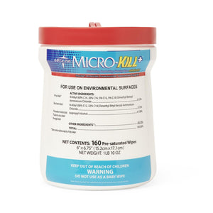 12/CS Medline Micro-Kill+ Disinfectant Wipes With Alcohol 160CT, 6" x 6.75"