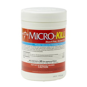 12/CS Medline Micro-Kill Bleach Free, Alcohol Free Disinfectant Wipes 60CT, 10" x 10"