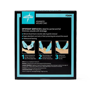 100/CS Optifoam Gentle EX Bordered Foam Dressings in Educational Packaging, 4" x 4"