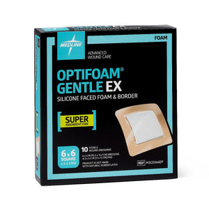 100/CS Optifoam Gentle EX Bordered Foam Dressings in Educational Packaging, 6" x 6"
