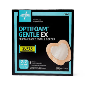 40/CS Optifoam Gentle EX Sacrum Foam Dressings in Educational Packaging, 7" x 7"