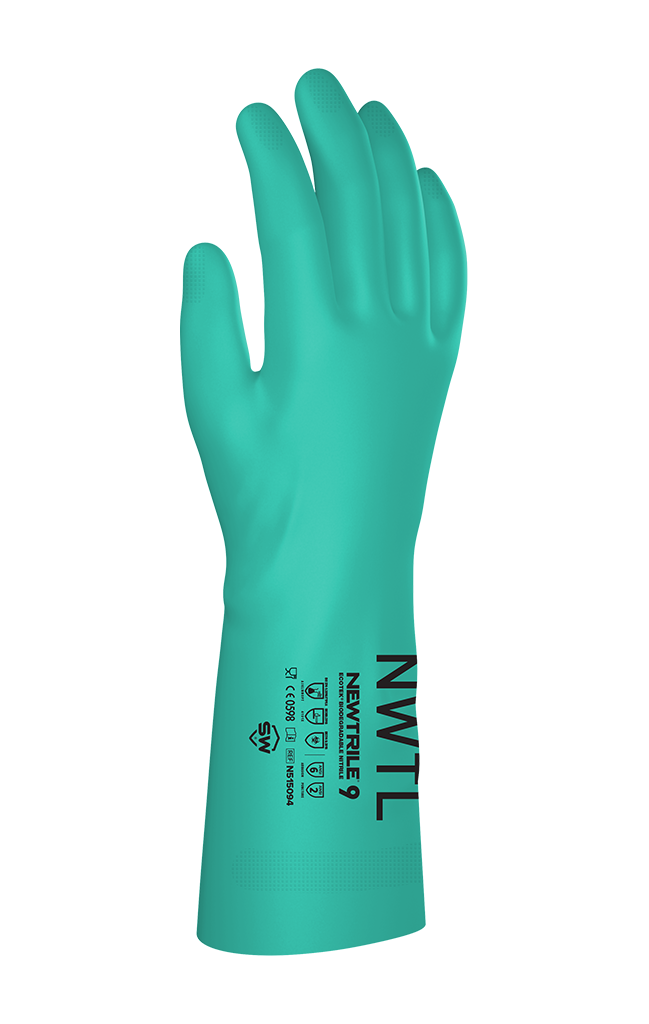 144 Pairs/CS NEWTRILE® 15 mil Flock-Lined Nitrile Chemical-Resistant Gloves with EcoTek®