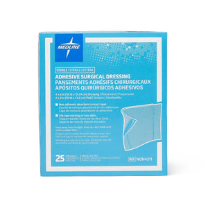 200/CS Medline Sterile Adhesive Surgical Dressings, 4" x 6" with 4" x 3" Pad