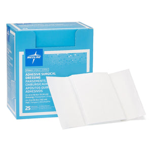 200/CS Medline Sterile Adhesive Surgical Dressings, 4" x 6" with 4" x 3" Pad