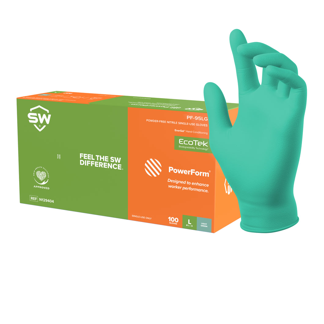 1000/CS PowerForm Nitrile Biodegradable Exam Gloves with EnerGel®