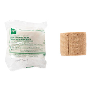 36/CS Medline Nonsterile Self-Adherent Cohesive Latex Bandage, Tan, 2" x 5 yd. (5.1 cm x 4.6 m)