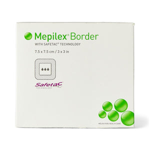 70/CS Mepilex Safetac Self-Adherent Foam Border Dressings, 3" x 3" (7.6 x 7.6 cm)