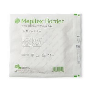 50/CS Mepilex Safetac Self-Adherent Foam Border Dressings,6" x 6" (15.2 x 15.2 cm)