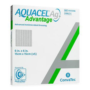 100/CS Aquacel Ag Advantage Surgical Advanced Hydrofiber Dressings with Hydrofiber, 6" x 6"