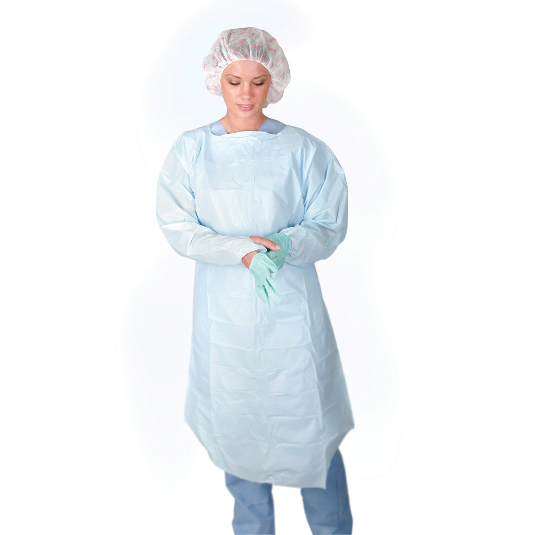 75/CS Medline Disposable PE Film Gowns with Open Back